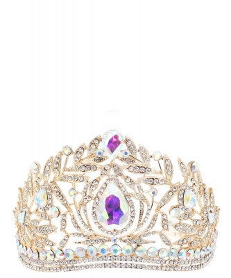Rhinestone Tiara TR330141 GOLD AB